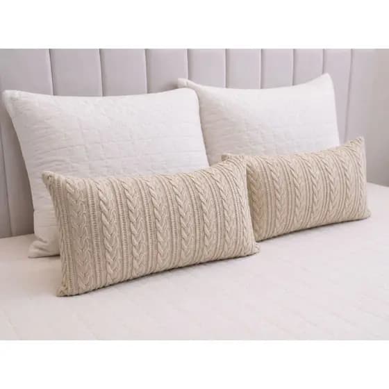 Capa Almofada 30x50cm Tricot Premium Tranças Toque Macio Alta Durabilidade Sofisticação Sofá Cama