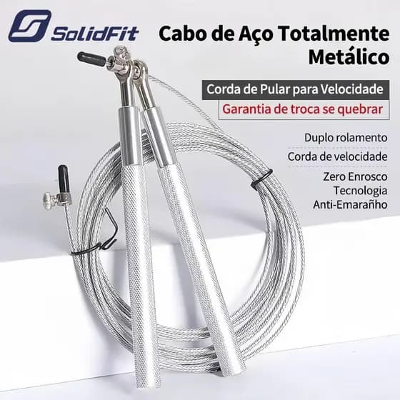SolidFit Speed Corda de Pular Aço Rolamento Profissional para Crossfit Musculação e Exercícios | Entrega Rápida