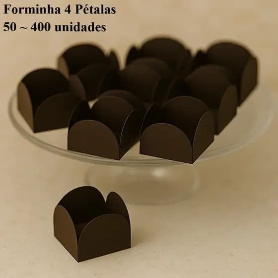 KIT Forminha Marrom 4 Pétalas - Nº 6 (3 x 3cm) - 50 ~ 400 Unidades - Plac