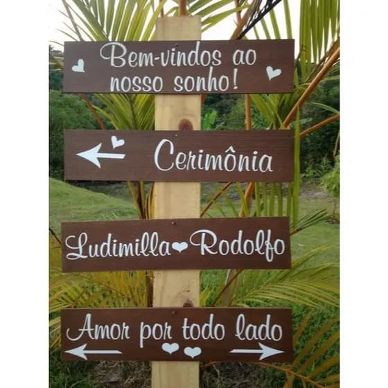 Kit Com 4 Placas Decorativas 40x10 MDF Casamento Bem Vindo Ao Nosso Sonho Personalizado