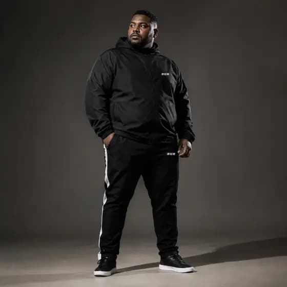 Conjunto Plus Size Masculino Esportivo RUN |Jaqueta Corta Vento Impermeável + Calça Jogger Tactel