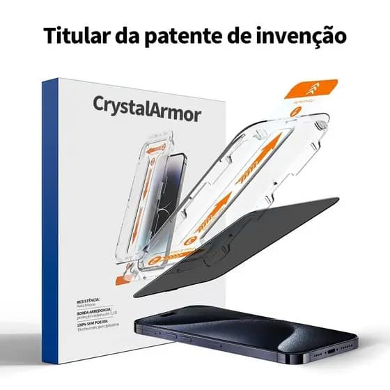 CrystalArmor Kit com 1 Película 3d 9H Película anti-espião iPhone 17 Pro Max16/ 15/14/13/12/11/XR/XS/X