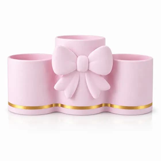 Porta Pincéis de Maquiagem e Canetas 3 Compartimentos, MakeUp - Organizador de Penteadeira