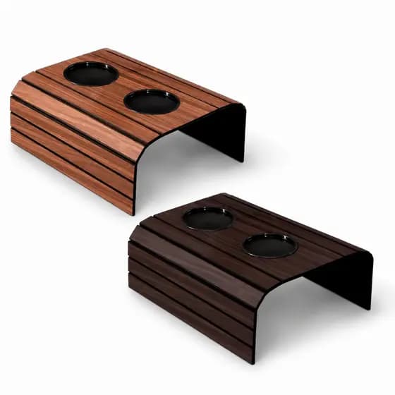 Suporte para Sofá MDF com 2 Porta Copos Design Moderno Frisos Pretos Estável Prático Sala Poltrona