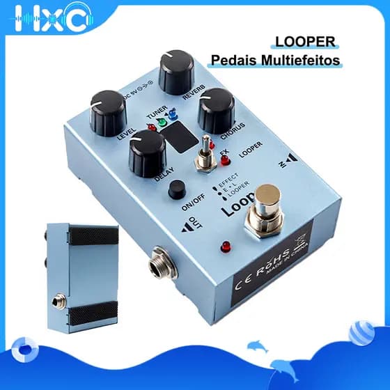 Pedais Multiefeitos Para Guitarra , Pedal Looper Com Sintonizador De Reverberação De Coro De Atraso Em Um