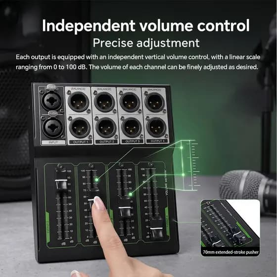Controlador De Volume Passivo XLR Balanceado 4CH Para Transmissão Ao Vivo Em Estúdio
