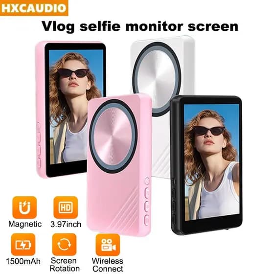 Tela Magnética Do Monitor De Selfie Vlog C91 Com Botão De Tiro Para iPhone Android Phone Live