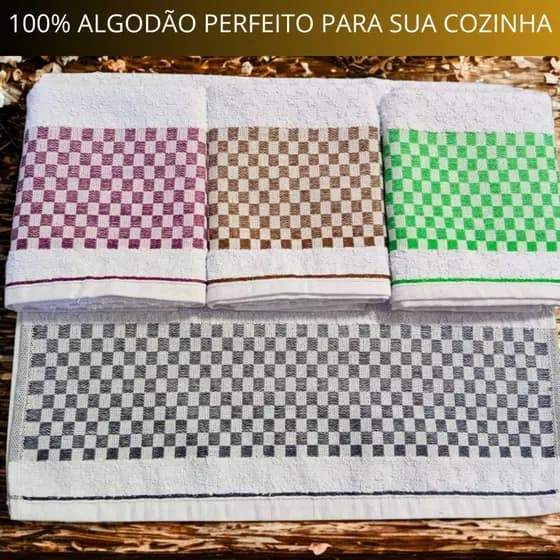 Kit Toalha de Prato Xadrez Atoalhada Premium Felpuda Sortido