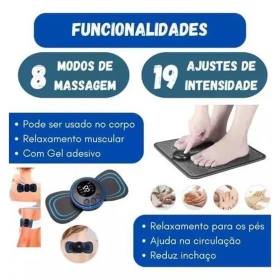 Massageador Portátil Recarregável – Para Pescoço, Costas e Pernas, Alívio de Tensão Muscular