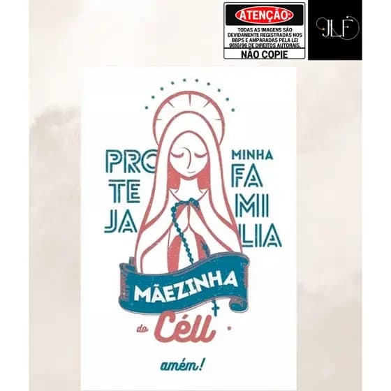 Quadro decorativo 1 peça Tema Proteja minha família Mãezinha do céu! - Fundo claro - Dispoonível em