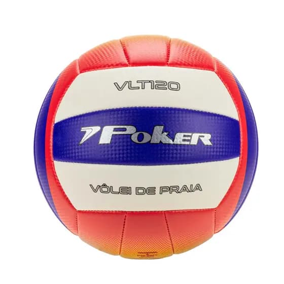Bola Poker Vôlei Praia 5860 Training PU Azul Laranja