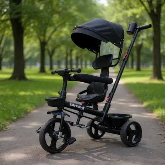 Triciclo Infantil Com Empurrador Rodinha Confortável Branco