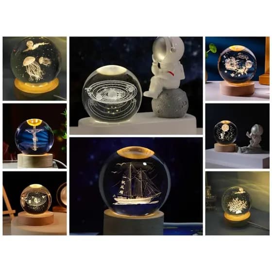 25 tiposde luminárias de mesacom bolade cristal, incluindo astronauta, sacerdote sagrado, Pégaso,etc