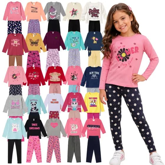 Kit 2 a 5 Conjunto Meia Estação Infantil Menina Sortido | Kits de Conjunto Infantil Menina Inverno