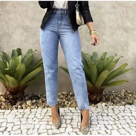 Calça Jeans Feminina Mom sem Lycra Marmorizada Cintura Alta Confortável Inverno 2026 Shopee Premium