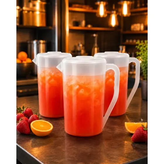 Kit 3 Jarra Plástica 2 Litros Com Tampa Resistente Para Suco e Água