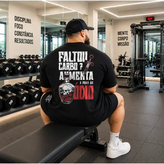 Camiseta Academia Oversized Faltou Carbo Camisa 100% Algodão Estilo Conforto Streetwear Treino