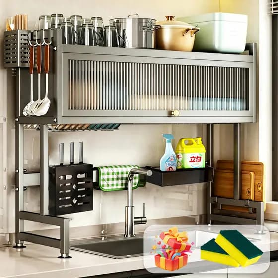 【PRESENTE】65/85/105CM Escorredor De Louça Suspenso Boutique Kitchen Rack Organizador Louça Qualidade Pra Cozinha