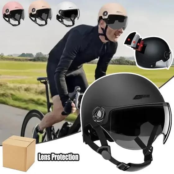 Capacete de Bicicleta Leve para Adultos, Seguro e Confortável, com Óculos, Adequado para Motos Elétricas de Montanha