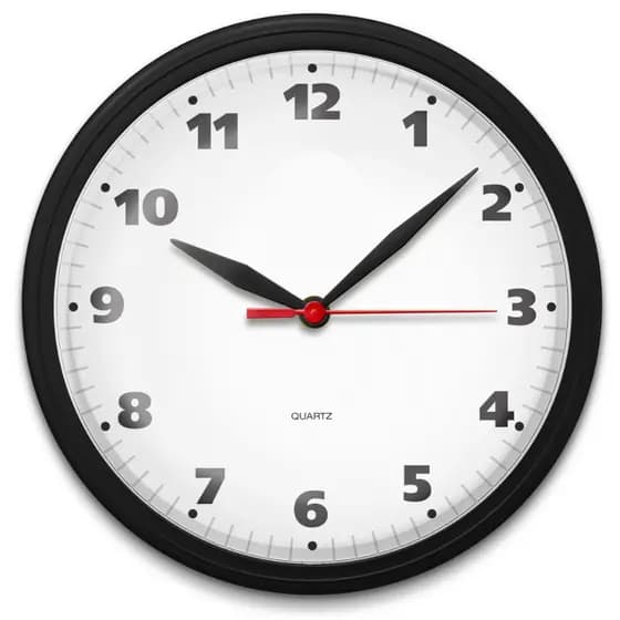 Relógio de Parede Redondo Preto Clássico para Decoração de Sala Cozinha Escritório Mecanismo Quartz Tic Tac 24 Cm