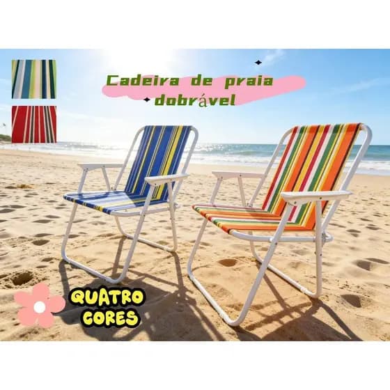 Cadeira dobrável de acampamento/praia com encosto alto, de ferro, de alta qualidade