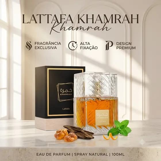 Lattafa Khamrah 100ml EDP – Perfume Unissex Intenso | Luxo e Longa Duração | Original