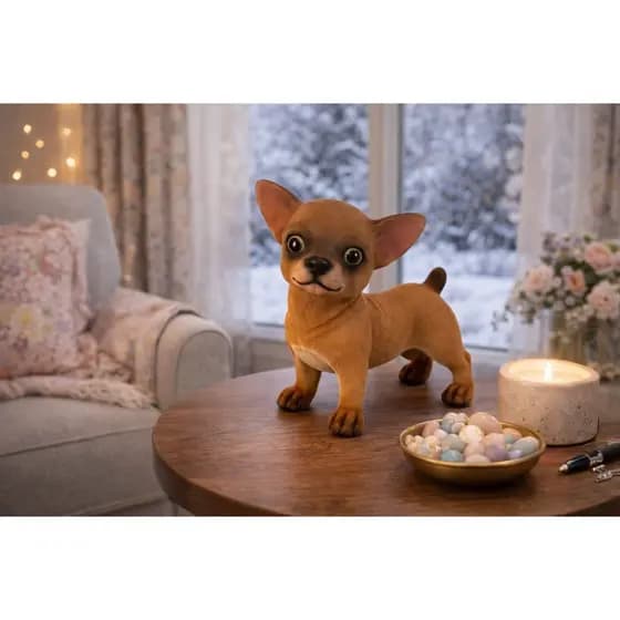 Cachorro Chihuahua Dog Decoração Escultura Realista Envio Rápido