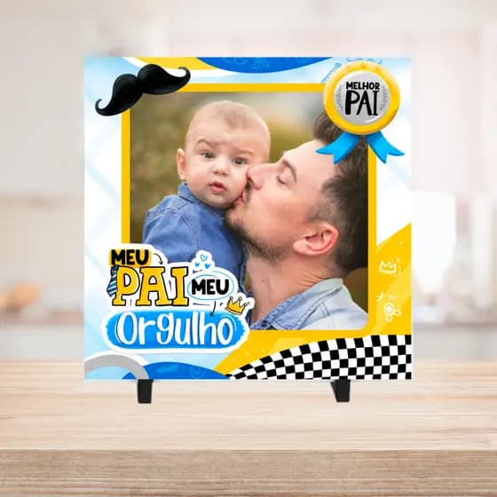 Azulejo Personalizado Dia dos Pais | Quadro Personalizado com Foto para o Papai | Presente Criativo