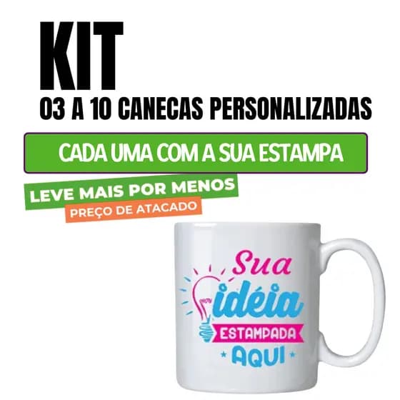Kit Caneca Personalizada de Porcelana para Empresas Logotipo Fotos Presentes Aniversários Casamento