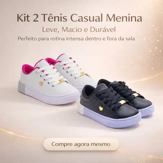 Kit Tênis Casual Menina Leve | Macio e Durável o Melhor Custo Beneficio Do 25 ao 36 | COMPRE AGORA!