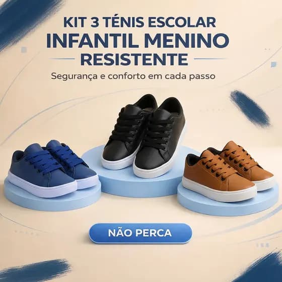 Kit 3 Tênis Escolar Infantil Menino Resistente | Segurança e Conforto em Cada Passo | COMPRE AGORA!
