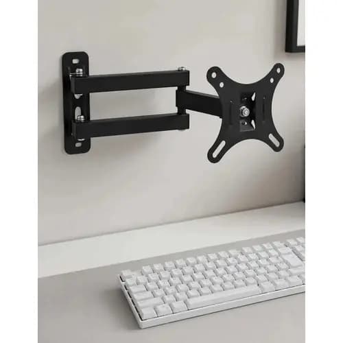 Suporte Parede Articulado Tv Monitor 10 A 26 Polegadas Giro 180° Aço Led Lcd Até 10kg Vesa 100x100 Tri-articulado Preto