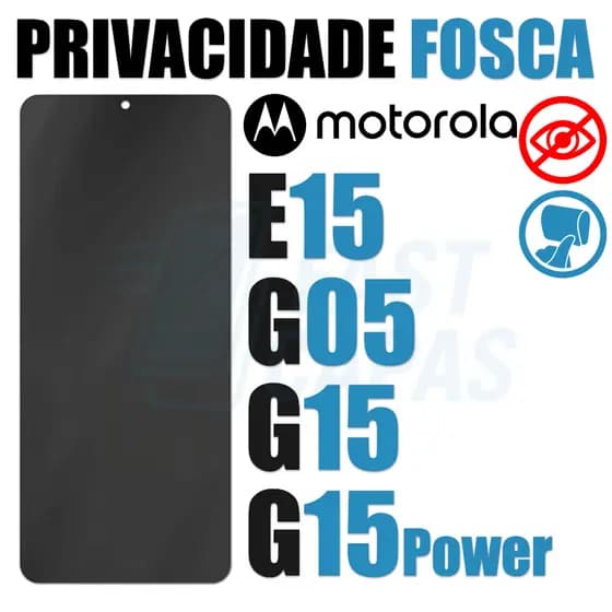 Película Privacidade Fosca Nano Cerâmica Anti-Espiao Motorola E15 G05 G15 G15 Power Protetor de Tela