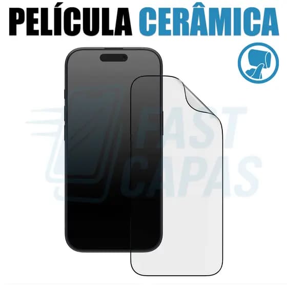 Película Cerâmica 9D 3D iPhone Não Quebra Gel Hidrogel Flexível 13 11 12 14 15 16 17 Air PRO MAX