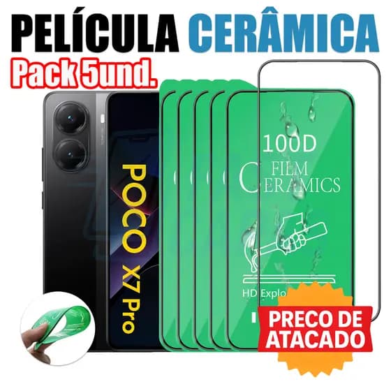 Kit 5 Película Cerâmica X7 Pro 5G Xiaomi Poco Hidrogel 9D 3D Flexível Transparente Atacado Revenda