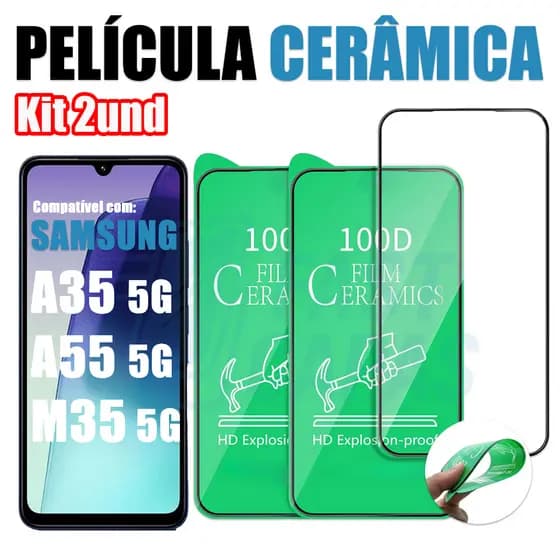 Kit 2 Película Cerâmica Samsung Galaxy A35 A55 M35 5G Não Quebra Hidrogel 9D 3D Flexível Protetor