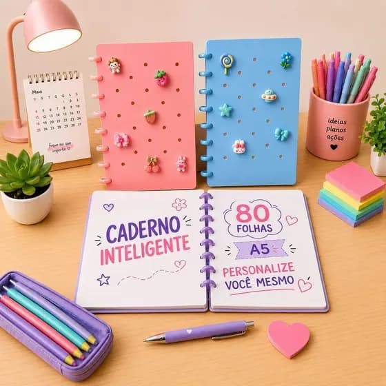 Caderno De Disco Inteligente 80 Folhas A5 Com Acessórios Customizáveis
