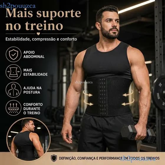 Cinta Modeladora Masculina Abdominal Alta Compressão Ajustável Academia Fitness Postura Treino ✨sh2p