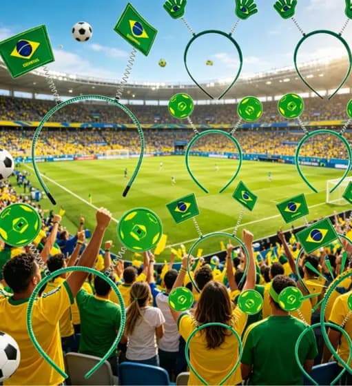 Tiara de Torcedor Brasil - Modelos Aleatórios, Ideal para Copa 2026 e Festas de Torcida, Estilo aleatorio