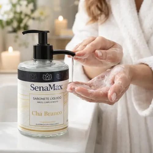 Sabonete Líquido Chá Branco Transparente 500ml Hidratação Limpeza Suave Pele Delicada