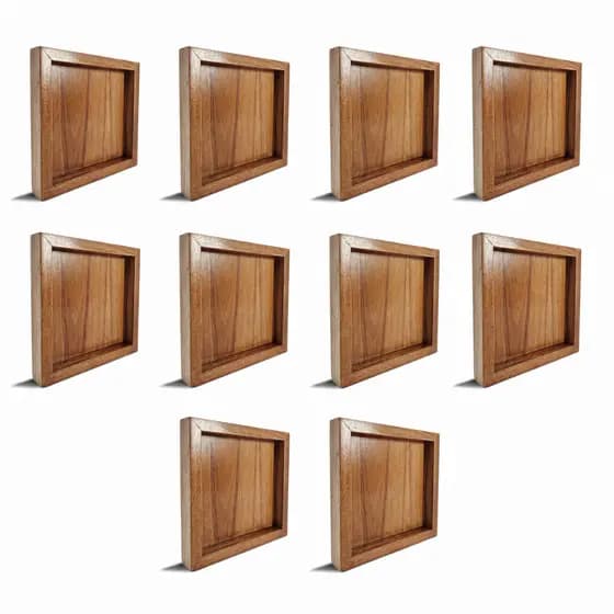 Kit 10 Quadros Decorativos De Madeira Lâminada Premium Cinamomo 30x30 Pra Sala Quartos Cozinhas Registrare Decor