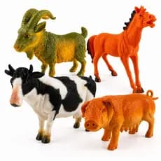 Kit Animais 4 Peças fazenda Vinil Brinquedo Crianças bichos