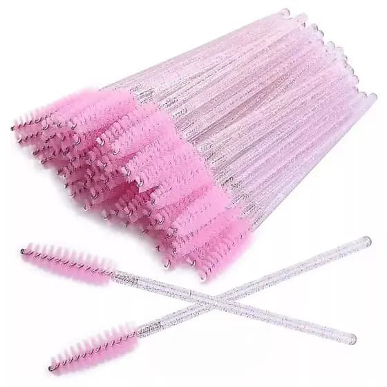 Kit 50 Escovinhas Descataveis Glitter Extensão De Cílios