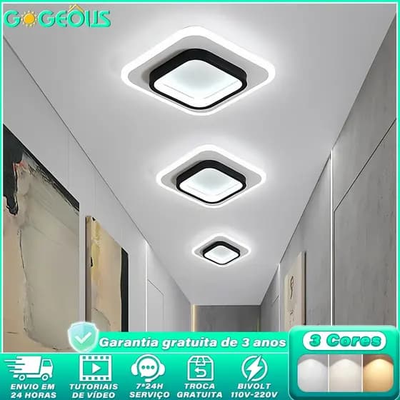 110V-220V Luminária de teto Moderna LED 3 Cores Lustre para Corredor Sala Quarto Cozinha 13