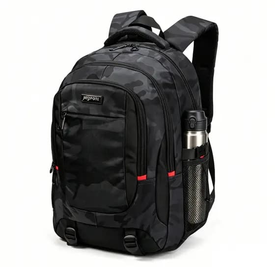 Mochila Resistente Camuflada JIESPote, Multiuso para Trabalho, Viagem e Escola, Compartimento para Notebook, Bolso para