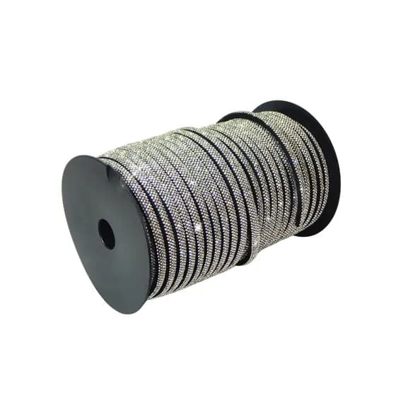 Tira de Strass Meia Cana 8 mm - 6 fileiras de strass - 1 a 5 metros