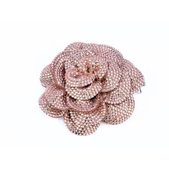 Presilha grampo broche de Strass Flor Dourada - Luxo Brilhoso - 1 unid.