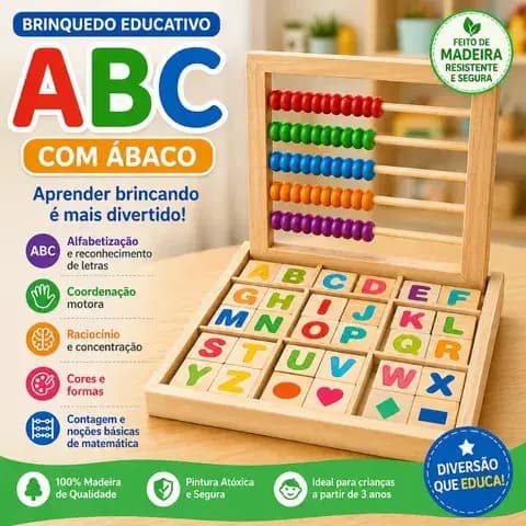 Brinquedo Caixa Educativa Matemática E Português Madeira