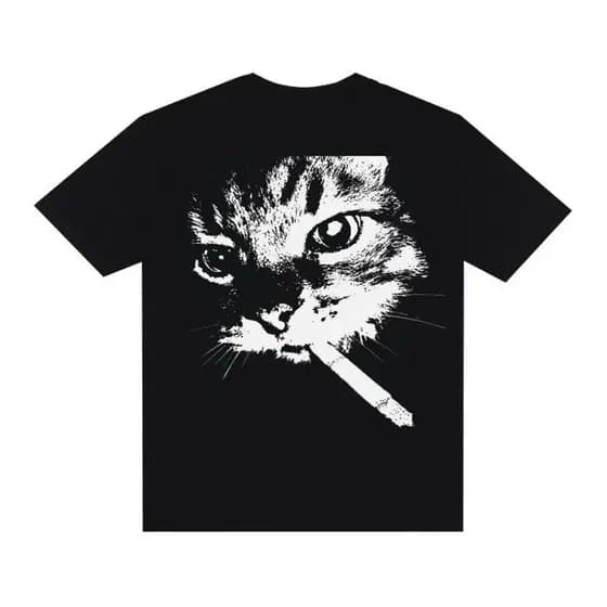 Camiseta Unissex 100% Algodão Estampa Gato Fumante