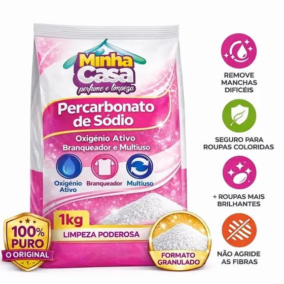 Percarbonato de Sódio 100% Puro | Tira Manchas Poderoso p/ Roupas Brancas e Coloridas